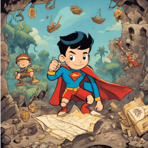Super (boy's name) and the lost treasure map