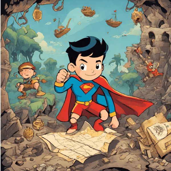 Super (boy's name) and the lost treasure map